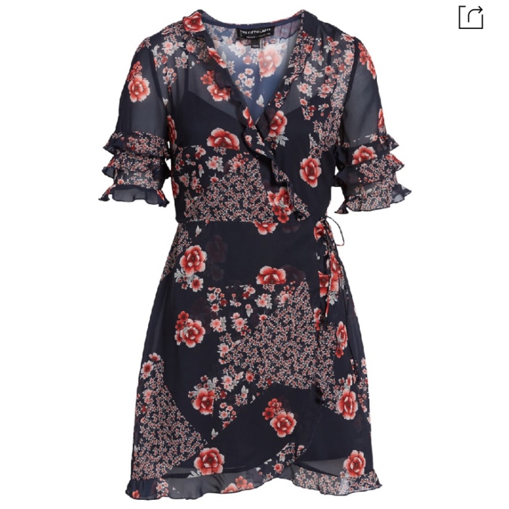 The Fifth Label East Floral Dress - Navy Patchwork